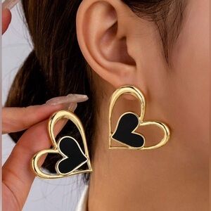 Last One! Goddess Heart Shaped Gold Statement Earrings